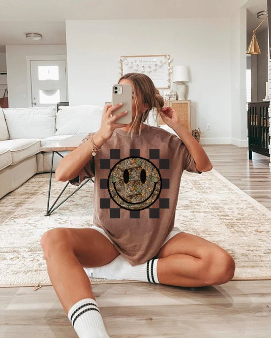 (WS) Camo Smiley Comfort Color or Crew